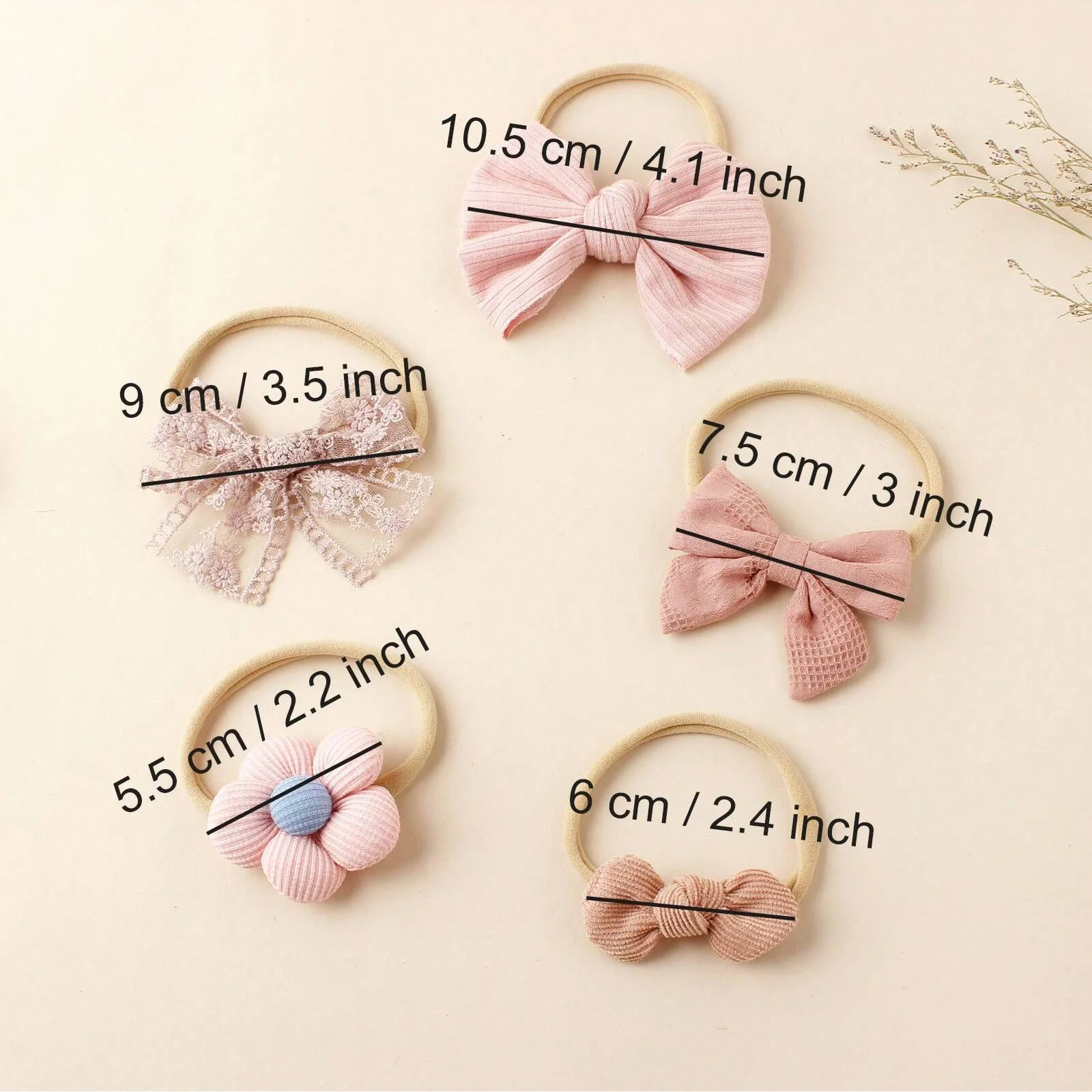 5\'li farklı çiçek şekilli bebek saç bantları tatlı ve güzel çiçekli saç aksesuarı çocuk yüksek elastikiyetli kafa bandı
