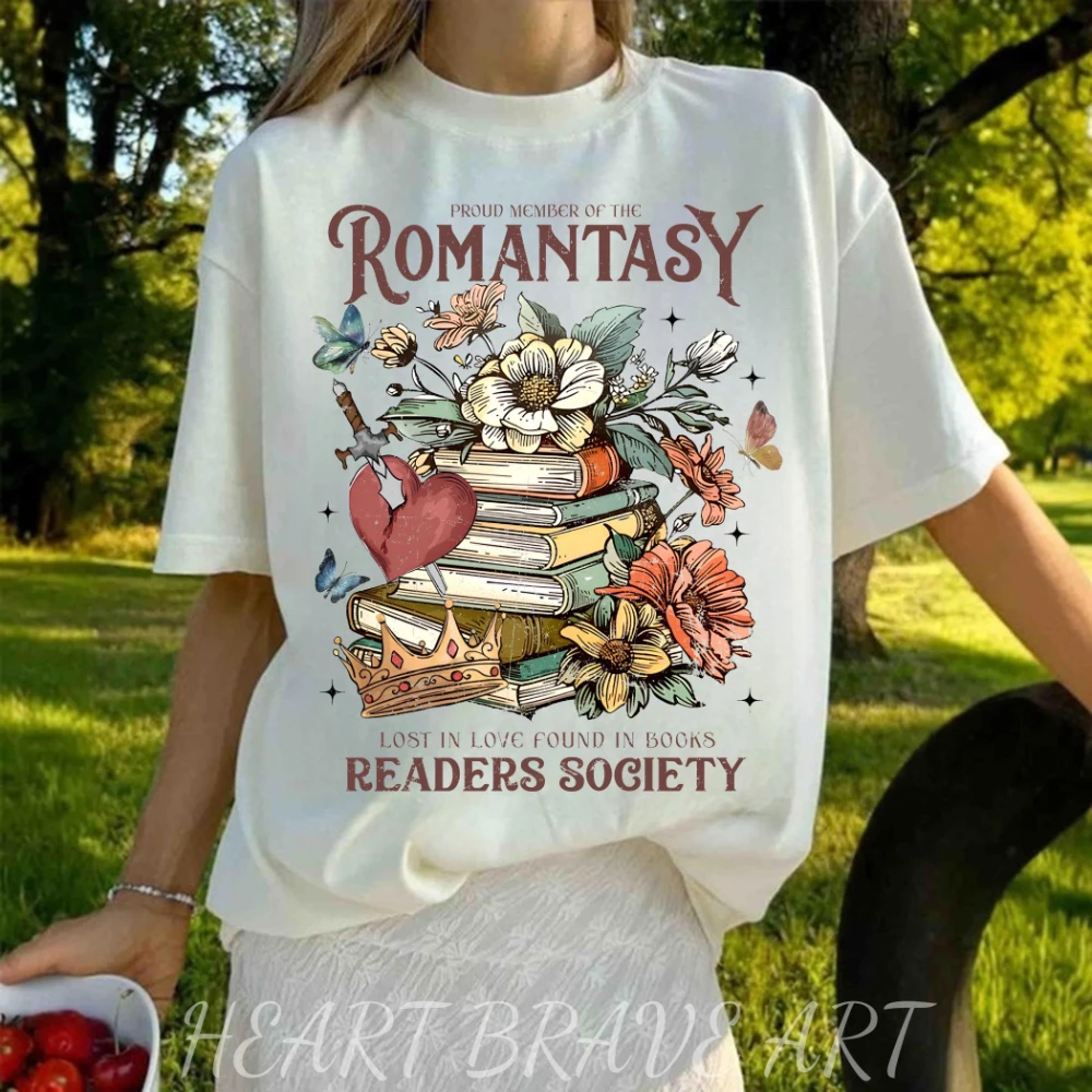 Romantasy Readers Society Crew Ceck T Shirt Book Lover Club Romantasy Reader Gift Fantasy Romance Book Shirt