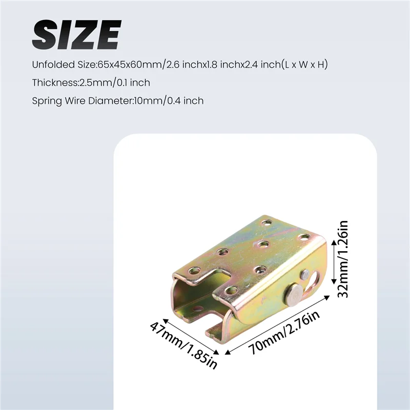 A64Z 4Pcs Klapptisch Beine Bett Unterstützung Klammern Faltbare Möbel Bein Füße Schloss 2,4 Zoll Höhe Mit Federn