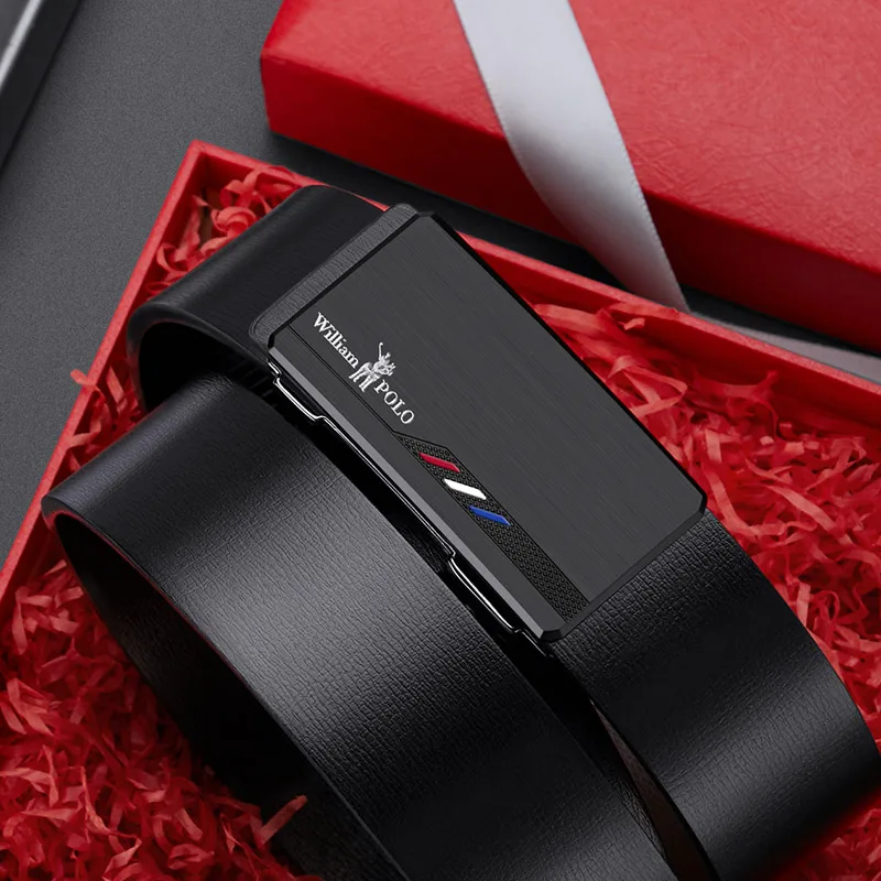 Men's gift belt Men's leather men's automatic buckle cowhide belt Gift box Cowhide belt Men's automatic buckle Fashion waistband