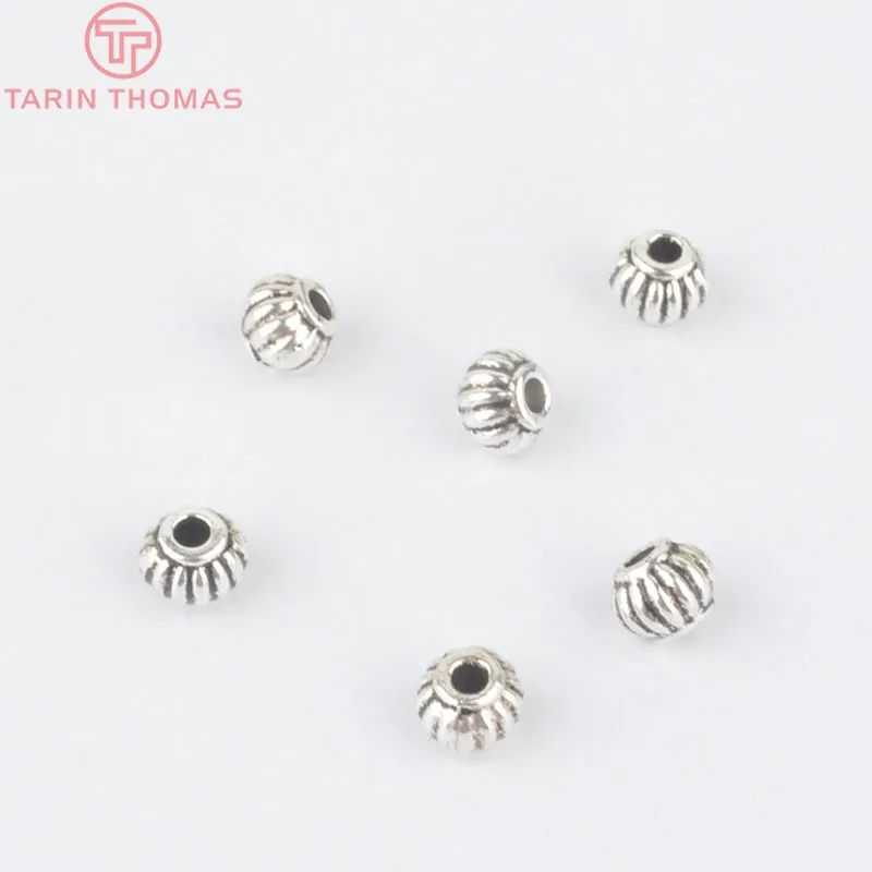 (4027)50PCS 5*4MM Antique Silver Plated Alloy Pumpkin Beads Spacer Beads Diy Handmade Jewelry Findings Accessories Wholesale