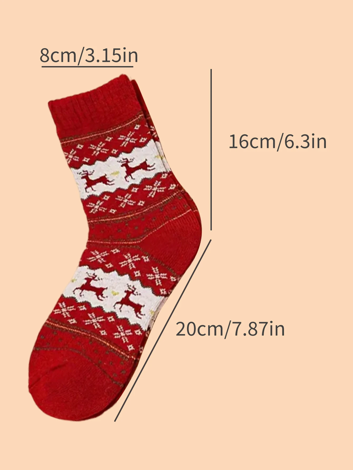 5 أزواج من جوارب عيد الميلاد الشتوية النسائية، جوارب الرنة الرجعية الدافئة والمريحة، مناسبة للاستخدام الداخلي والخارجي #6