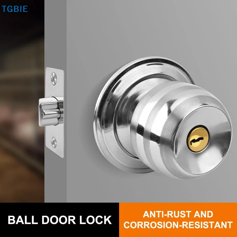 [TL]【TL】Keyed Entry Door Knob with Lock Round Door Knobs Stainless Steel Interior and Exterior Door Lock for Bedroom Bathroom
