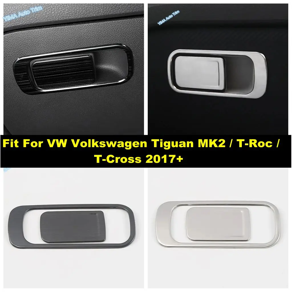 Storage Glove Box Switch Button Cover Trim For VW Volkswagen Tiguan MK2 / T-Roc / T-Cross 2017- 2023 Stainless Steel Accessories