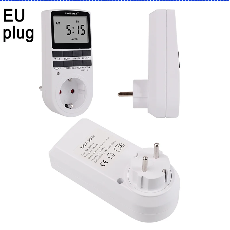 SINOTIMER German socket Household European Plug Timer Switch 230VAC Programmable Kitchen Timer Outlet Switch