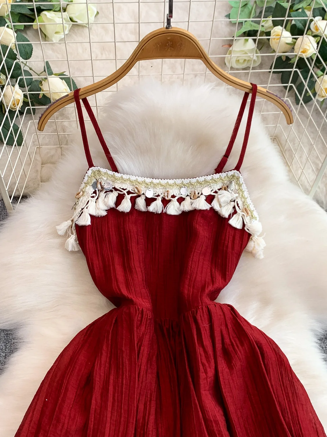 Vaion sle franjas de malha ter dr feminino outono plissado emagrecimento dupla camada saia longa linha a silhueta sem sve