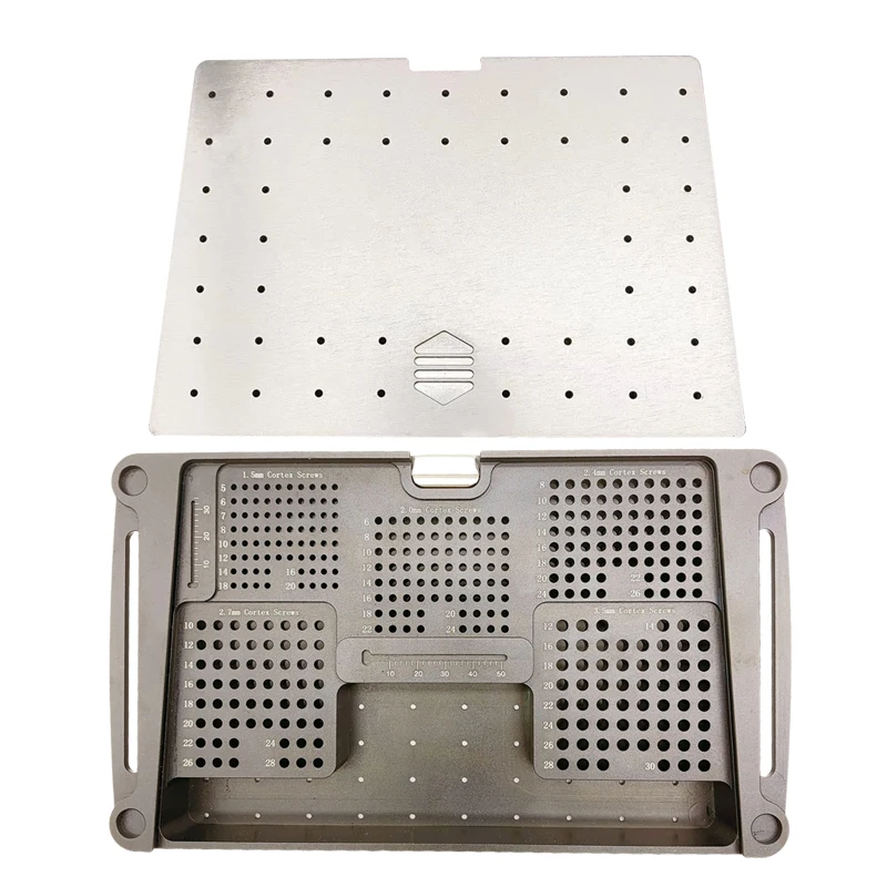 GREATLH Orthopedic Bone Screw Sterilizing Box Tray Screw Rack 1.5/2.0/2.4/2.7/3.5mm Veterinary Orthopedic Instrument Aluminium