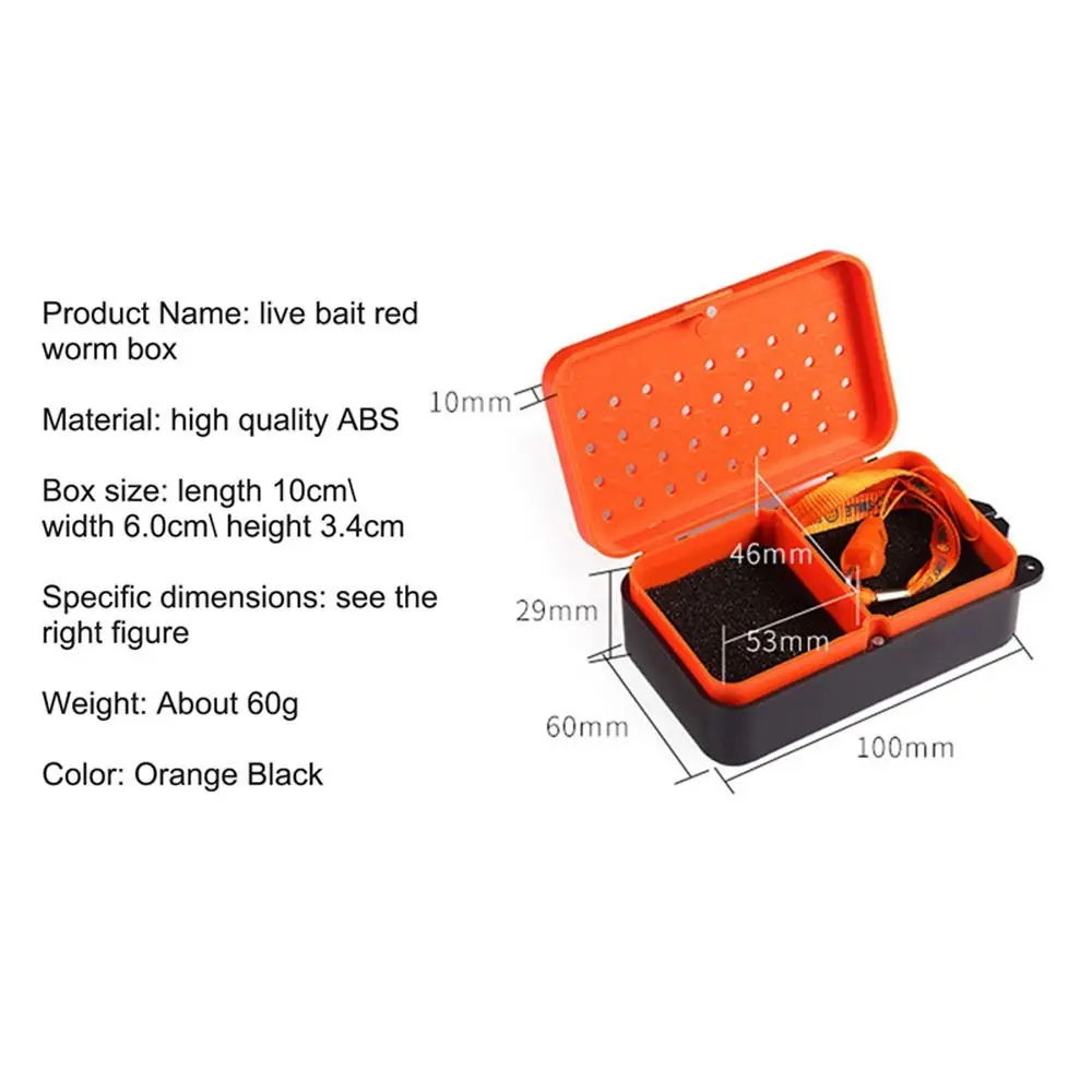 Caja de pesca, espacio de almacenamiento duradero, cajas de señuelos de lombriz de tierra, herramienta de pesca, contenedor de gusanos, contenedor de cebos, caja de señuelos, caja de cebo de pesca
