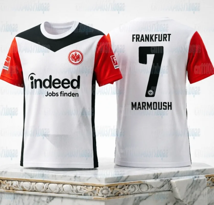 Herren-Fußballmannschafts-T-Shirt mit 3D-Frankfurter-Druck, lässiges Kurzarm-T-Shirt mit Fußballstar-Nummer, Unisex-Familienoutfit