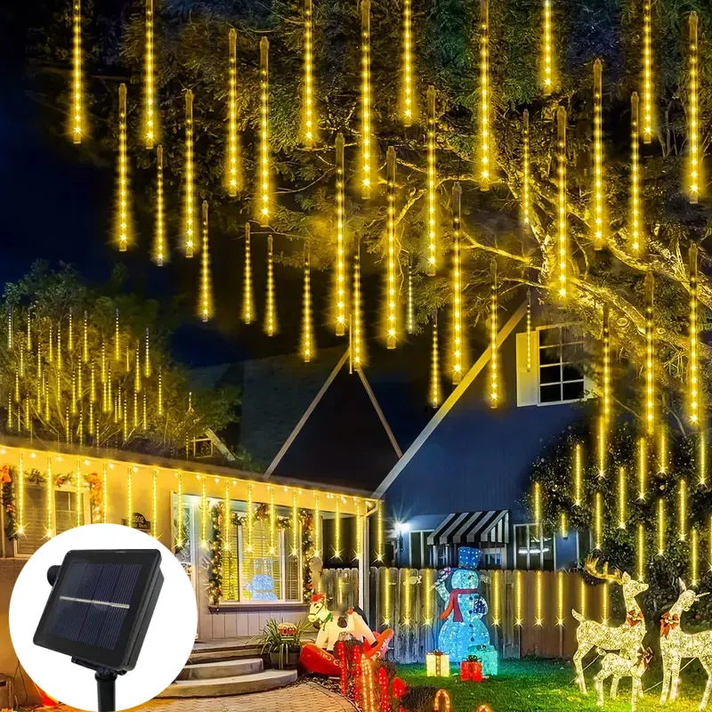 

1pc Solar LED Meteor Shower Rain Lights Waterproof Falling Raindrop Fairy String Light for Christmas Wedding Party Decor 30/50CM