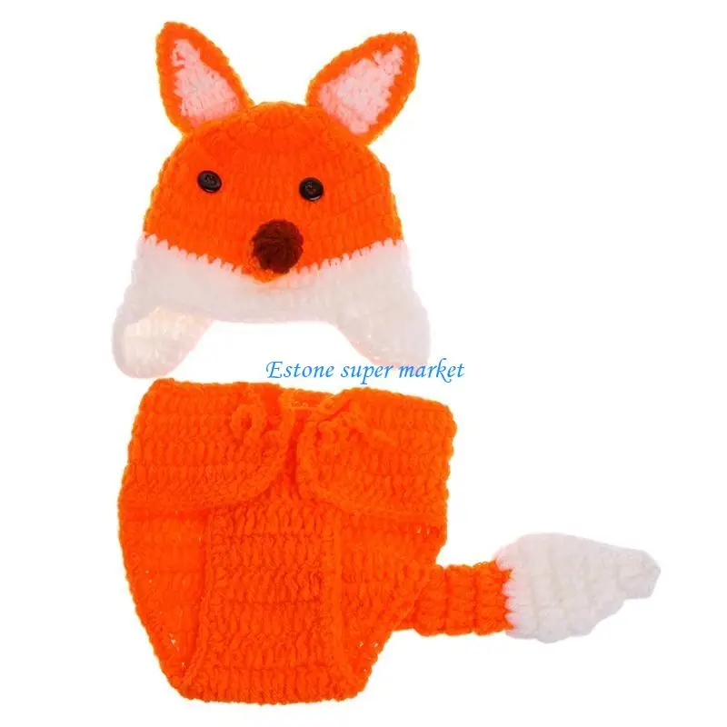 090B Newborn Monthly Photography Props Set Tangerine Hat Photo Props Outfits