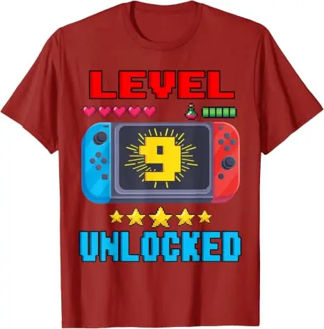 Level 9 Unlocked Video Gamer Vintage T-Shirt Jungenmode 9 Jahre alt Kleidung Y2k 9. Geburtstagsgeschenk für Söhne Neffe Gaming-T-Shirt – Detail 5