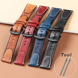 Vintage Cowhide Watchband 18mm 20mm 22mm Strap Leather Bracelet Sport Band Quick Release for Seiko Wristband Replacement Belt