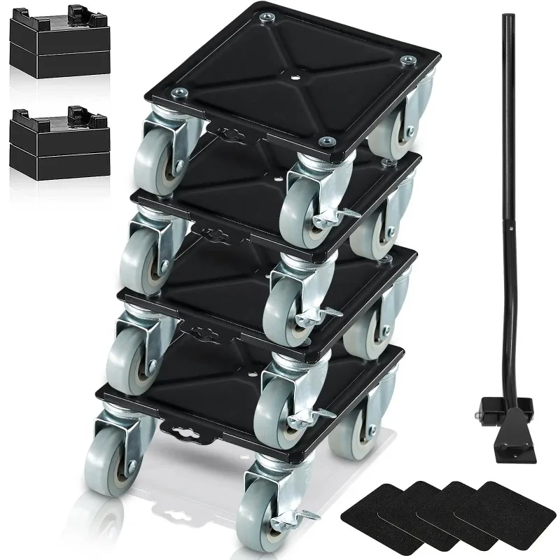 Heavy Furniture Movers, Carbon Steel Furniture Mover Dolly with 4 360° PP Swivel Wheels 400kg Capacity Furniture Lift Mover Tool