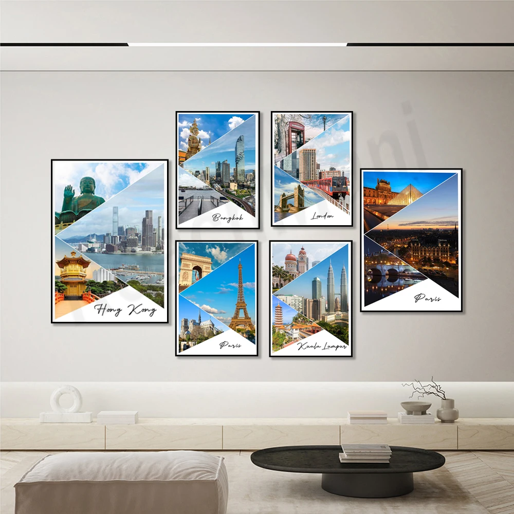 Rome, London, Kuala Lumpur, Amsterdam, New York, Istanbul, ChinaHong Kong, Bangkok, Paris city story prints travel poster