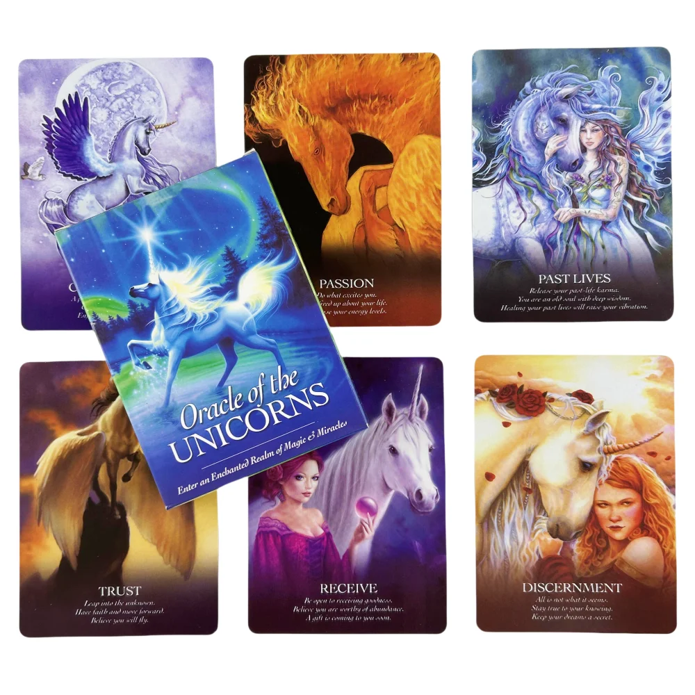 Cartes Oracle des licornes, jeu de 44 cartes de tarot, édition anglaise de divination, jeux de cartes