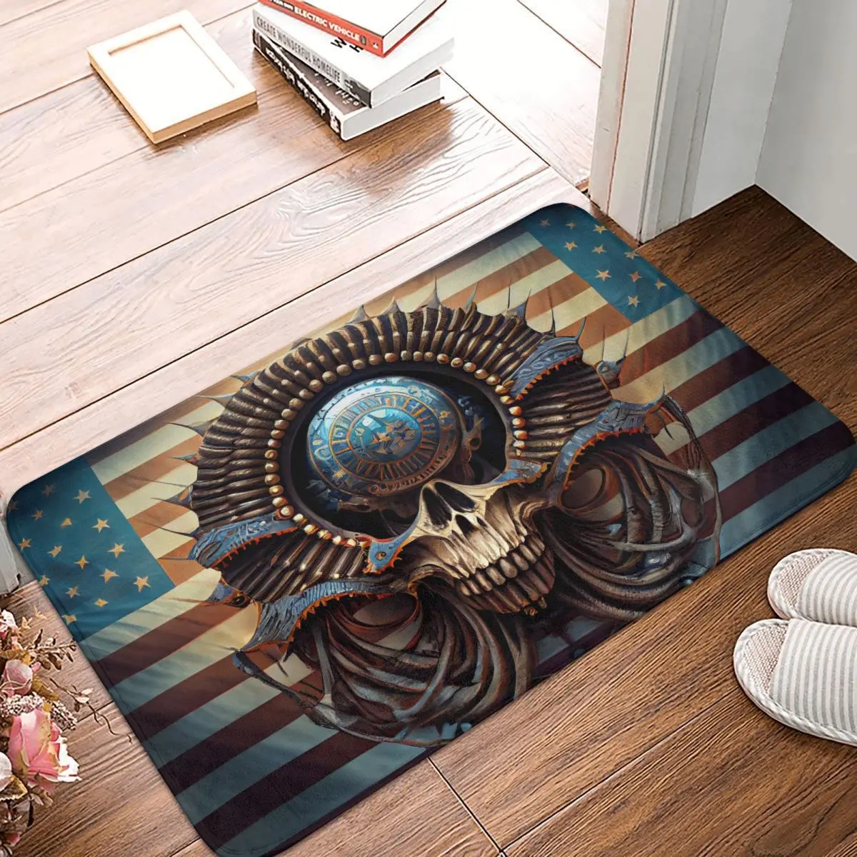 Skull USA Non-slip Doormat 1 Bath Bedroom Mat Prayer Carpet Home Pattern Decor