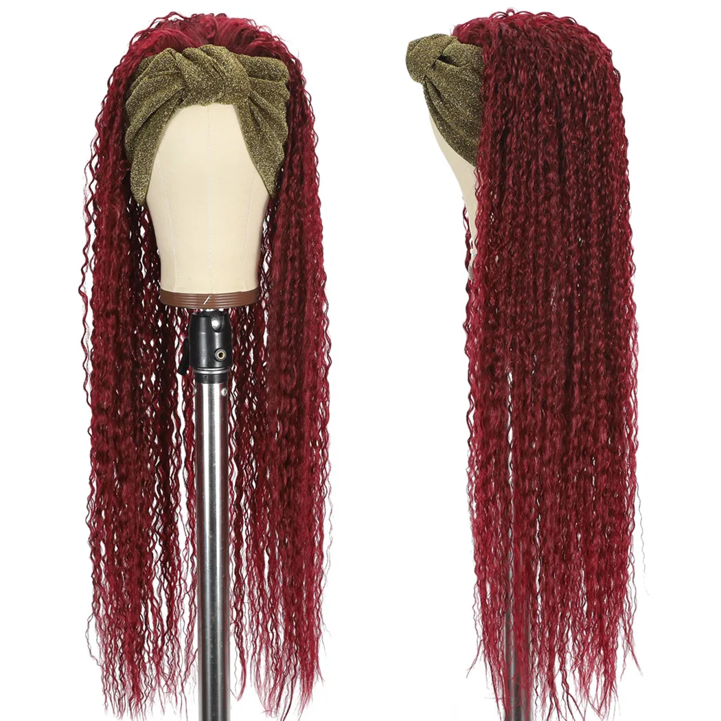 弾むカーリー合成かつら高温繊維人工毛ヘッドバンドかつら女性のための日常使用ロングウィッグ