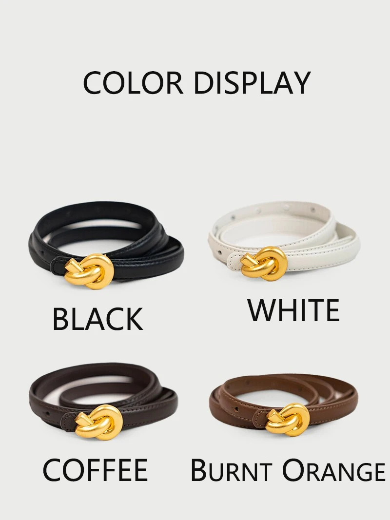 Fashion Women Belt Casual Jeans Slim Belts Vintage Gold Buckle Cowhide Belt Tidy Decorative Skirt Casual Versatile