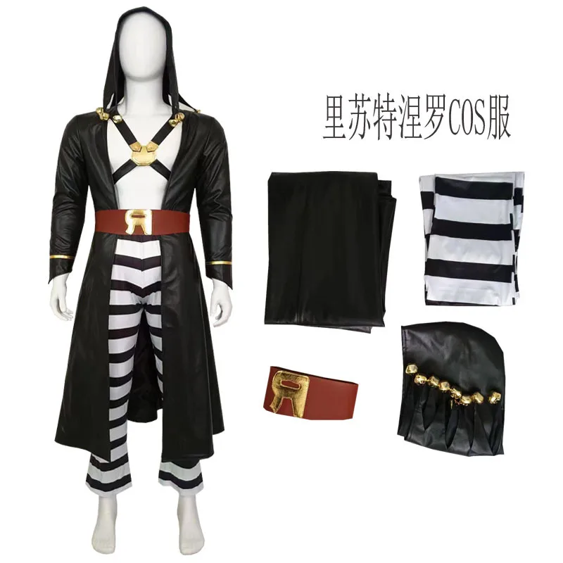 Anime JoJo Bizarre Adventure Golden Wind Risotto Nero Cosplay disfraz uniforme gabardina con capucha pantalones traje de fiesta de Halloween para hombres