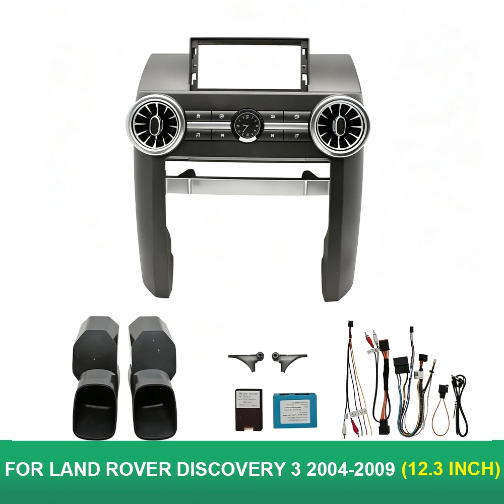 12.3 Inch Car Radio Fascia Frame For Land Rover Discovery 3 2004-2009 Android Stereo Dashboard Panel Wiring CANBUS Kit