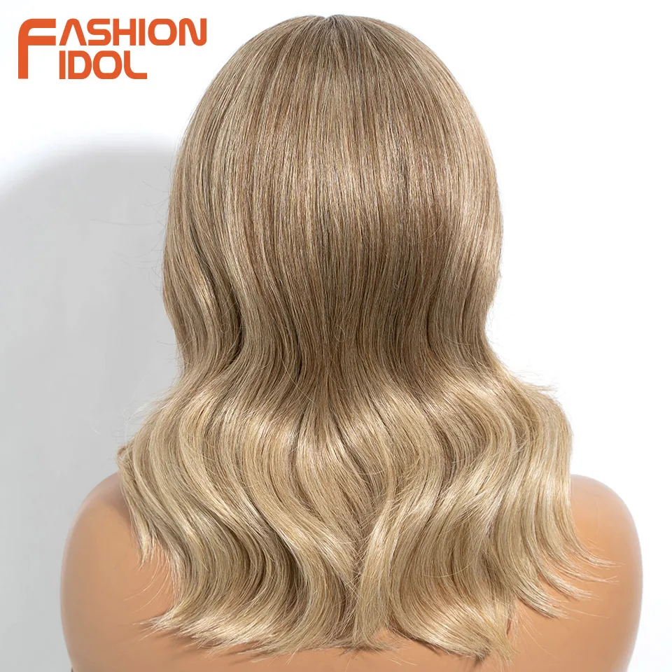 موضة المعبود 14 بوصة قصيرة الجزء الأوسط الدانتيل الباروكات للنساء الاصطناعية تأثيري الباروكات الجسم موجة الدانتيل الباروكات أومبير شقراء الدانتيل شعر مستعار أمامي