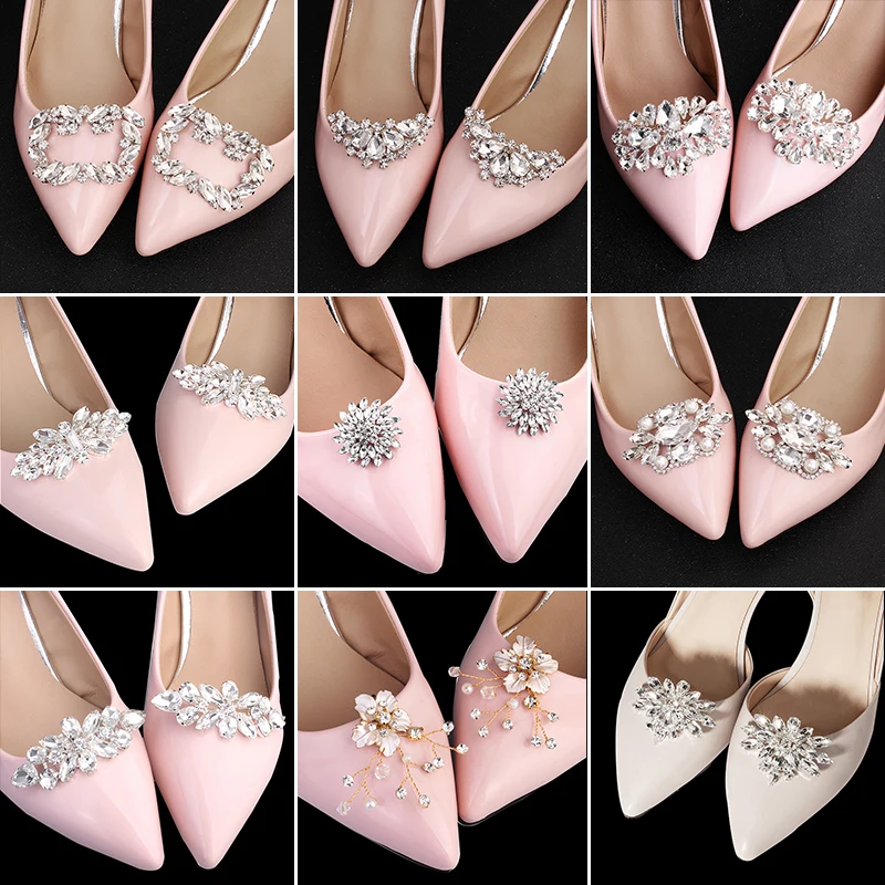 Bridal Wedding Shoe Clips for Women Accessories Party Crystal Silver Color Shoes Buckle Bride Prom Trendy Bridesmaid Gift