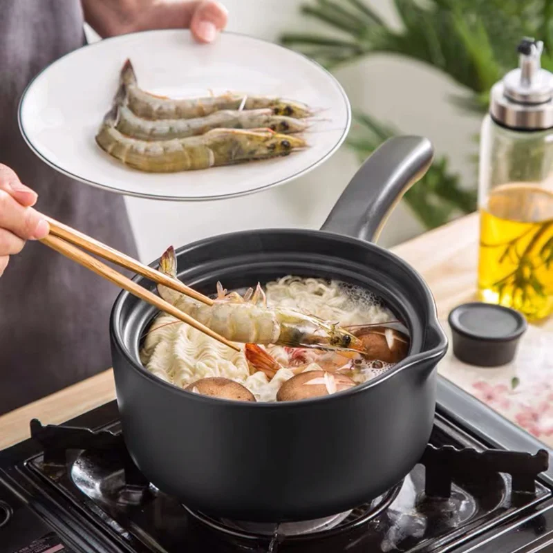 Ceramic Milk Pot Small Casserole Baby Darling Soup Pot Uncoated Congee Open Fire Small Pot Gas Stove for Home Use