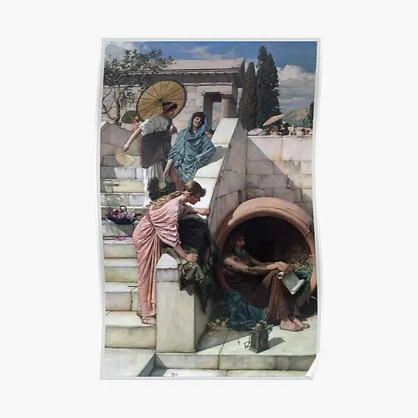 Diogenes 1882 بواسطة J W Waterhouse ملصق جدار المنزل جدارية غرفة الفن خمر ديكور مضحك طباعة صورة الديكور اللوحة لا الإطار