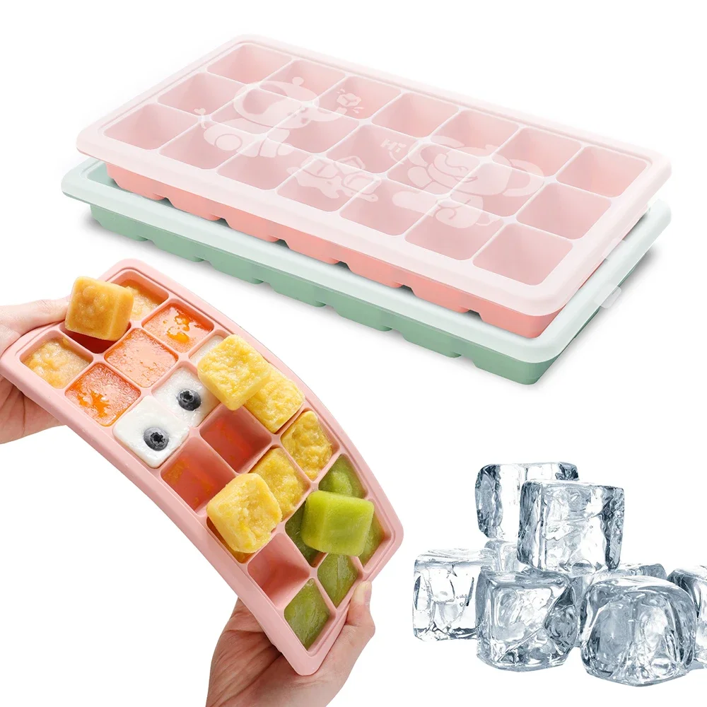 

Grid Ice Tray Mold Food Grade Silicone Ice Cube Square Tray Mold DIY Ice Maker Ice Cube Tray Ice Cube Trays with Removable Lids