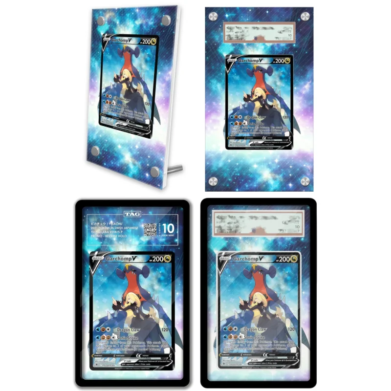 display-de-arte-anime-para-pokemon-espada-e-escudo-garchomp-estojo-protetor-de-acrilico-para-arte-de-jogo-anime-presente-chaveiro-nivel-de-avaliacao