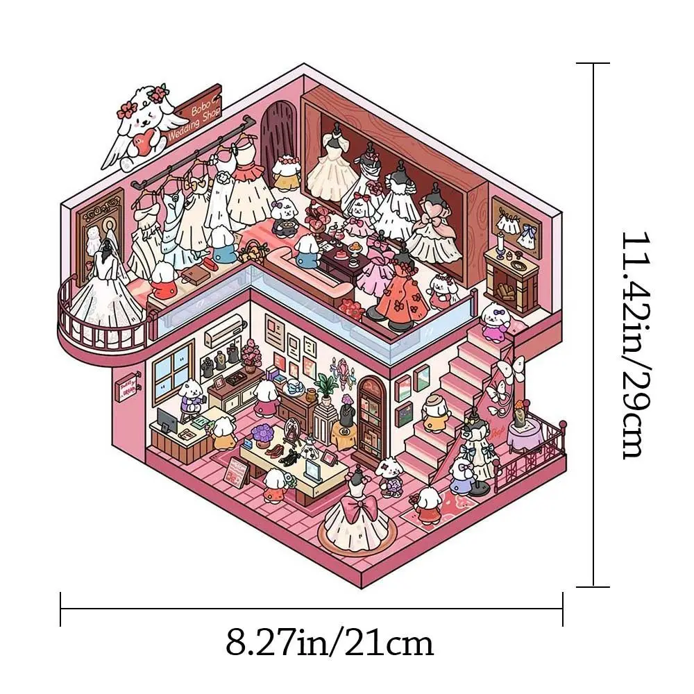 New PET 3D Landscaping Stickers Cartoon Visual Stacking Three-dimensional Sticker DIY 3D Miniature Scene Sticker Gift