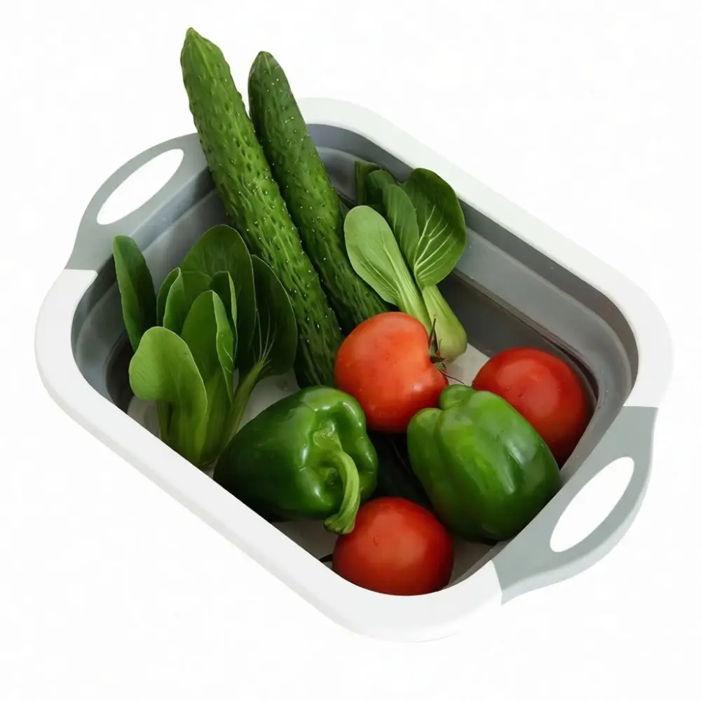 Multifunctional Folding Cutting Board Collapsible Drain Basket Sink Bowl Chopping Block Kitchen Accessories Portable Prep Tray