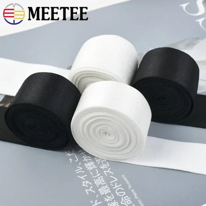 Meetee 5/10 meters 10-40mm Nylon Elastic Bands Soft Underwear Stretch Strap Garment Decor Rubber Band DIY Underwears Accessories