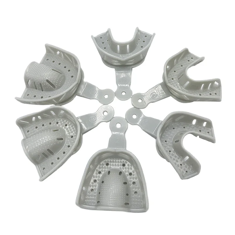 

TOMENTY 6Pcs/Set Gray Disposable Dental Impression Trays Plastic Teeth Holders Denture Model Oral Hygiene Dentist Materials