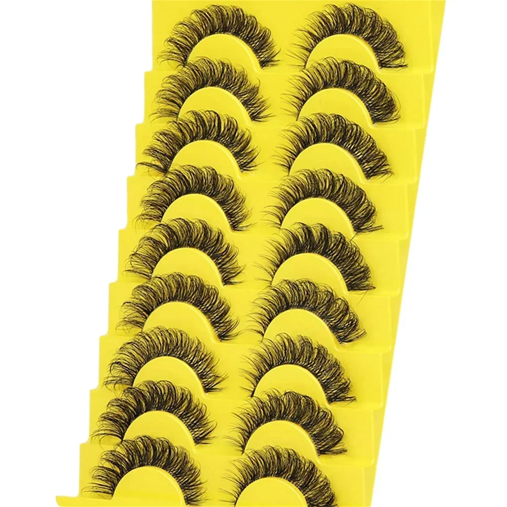 10 Pairs Faux Mink Eyelashes False Eyelashes Fluffy Lashes Dramatic Volume Lashes Natural Long Eyelashes Makeup