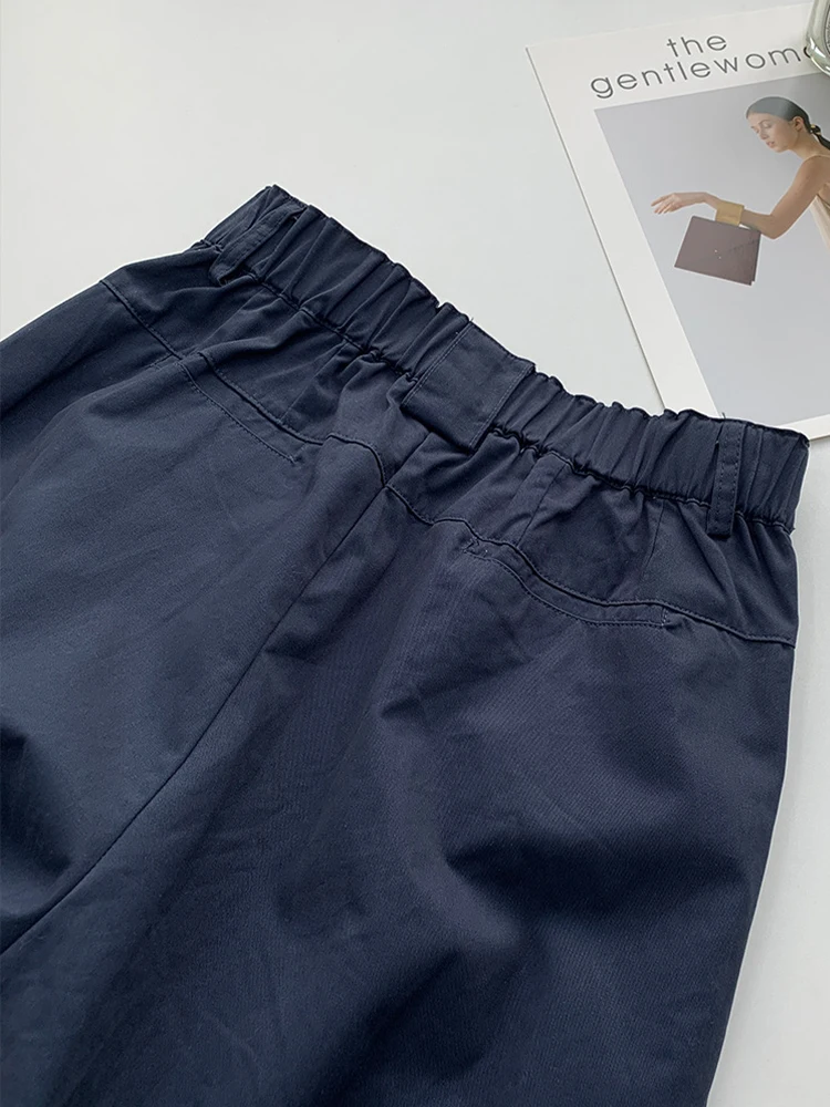 Waed القطن واسعة الساق السراويل النسائية الصيف رقيقة عالية الخصر فضفاضة ثنى التخسيس مستقيم الساق دعوى السراويل