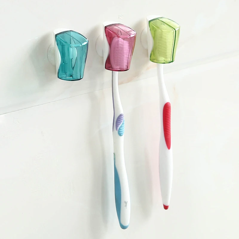 Bathroom Product Suction Cup Toothbrush Holder Wall Mount Rack Toothbrush Cover Storage