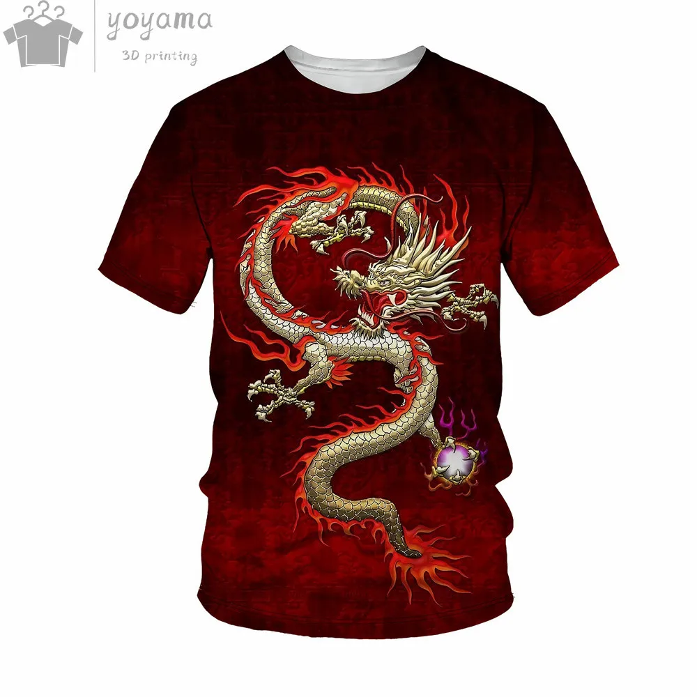 Herrische Drachen bedruckte Herren T-Shirt Rundhals ausschnitt lose Tops atmungsaktive bequeme Herren Sommer übergroße T-Shirt Kurzarm T-Shirt