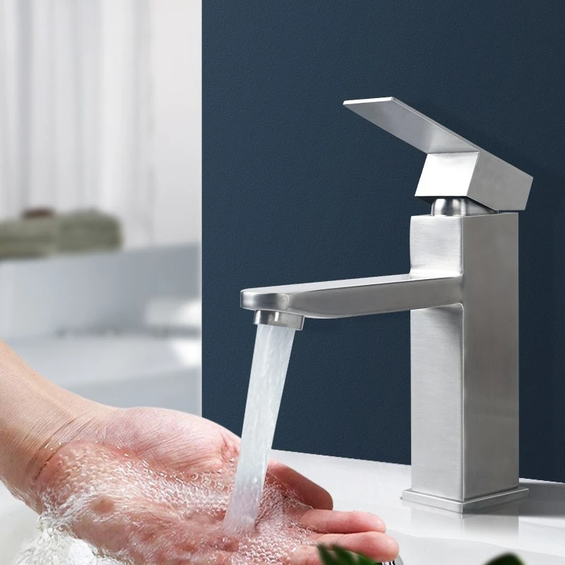 Basin Sink Faucet Bathroom Kitchen Washbasin Faucet Deck Mounted Hot Cold Water Tap Premium Stainless Steel Matte Material