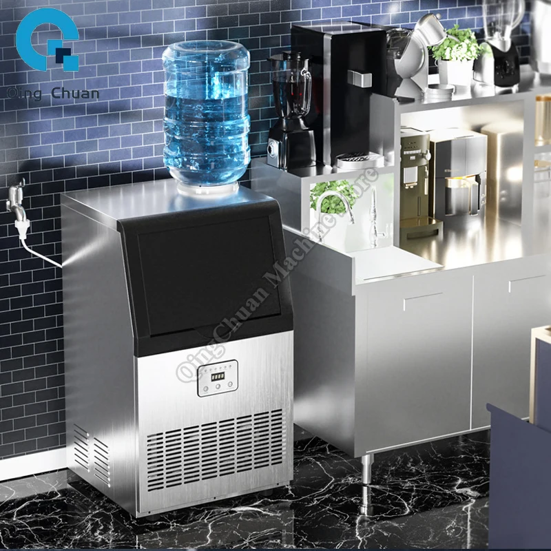 Ice Maker Stainless Steel Full Automatic Intelligent Reservation Bottled Water Tap Water Inlet Two In One Ice Maker