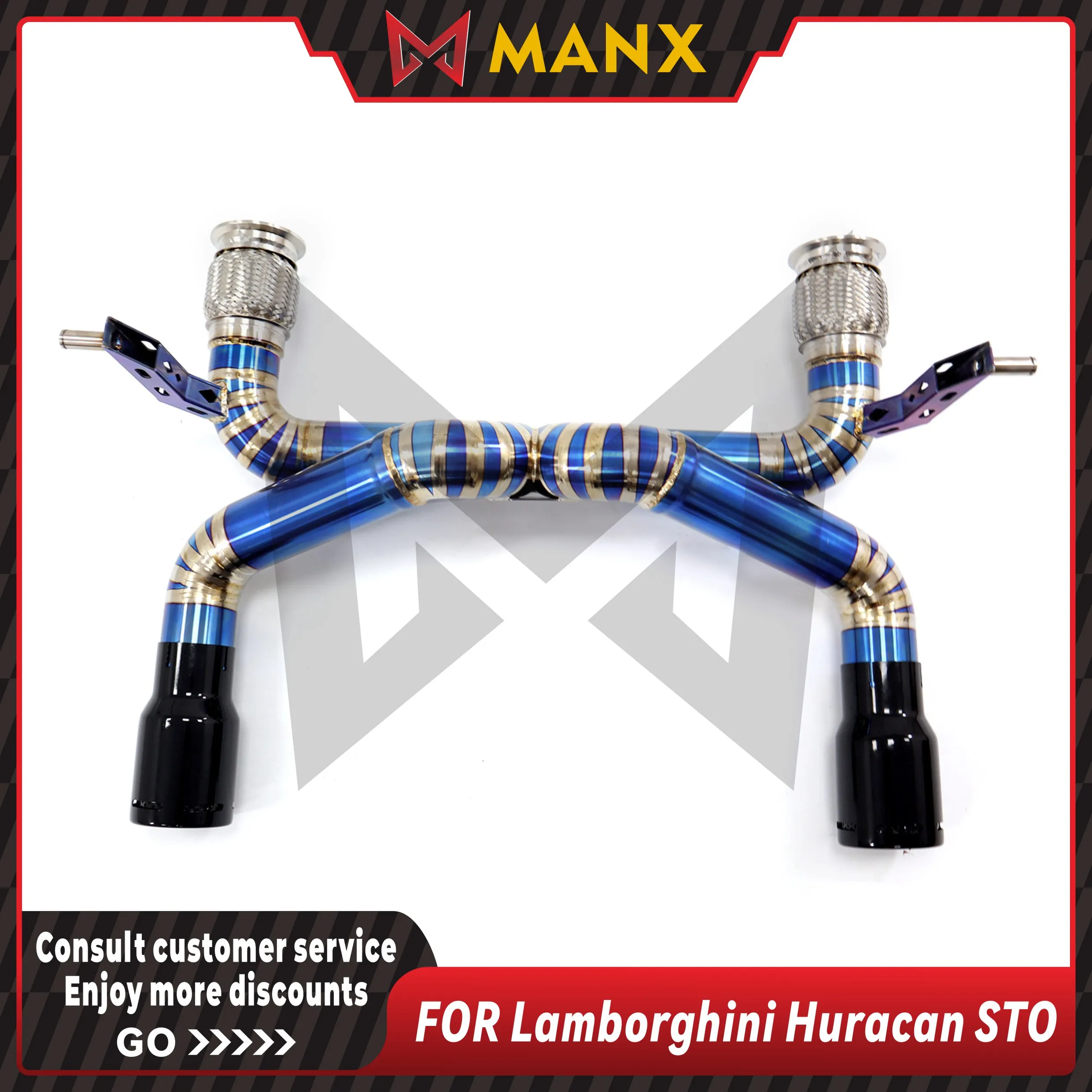 

Suitable for Lamborghini Huracan STO 5.2 Ti alloy bluing Catback Without Valve With Tips Performance Exhaust System