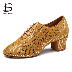 Jazz Shoes For Women Latin Dance Shoes Salsa Ballroom Shoe Woman Colorful Cowhide 3cm 5cm Heels Ladies Dancing Sneakers 34-41