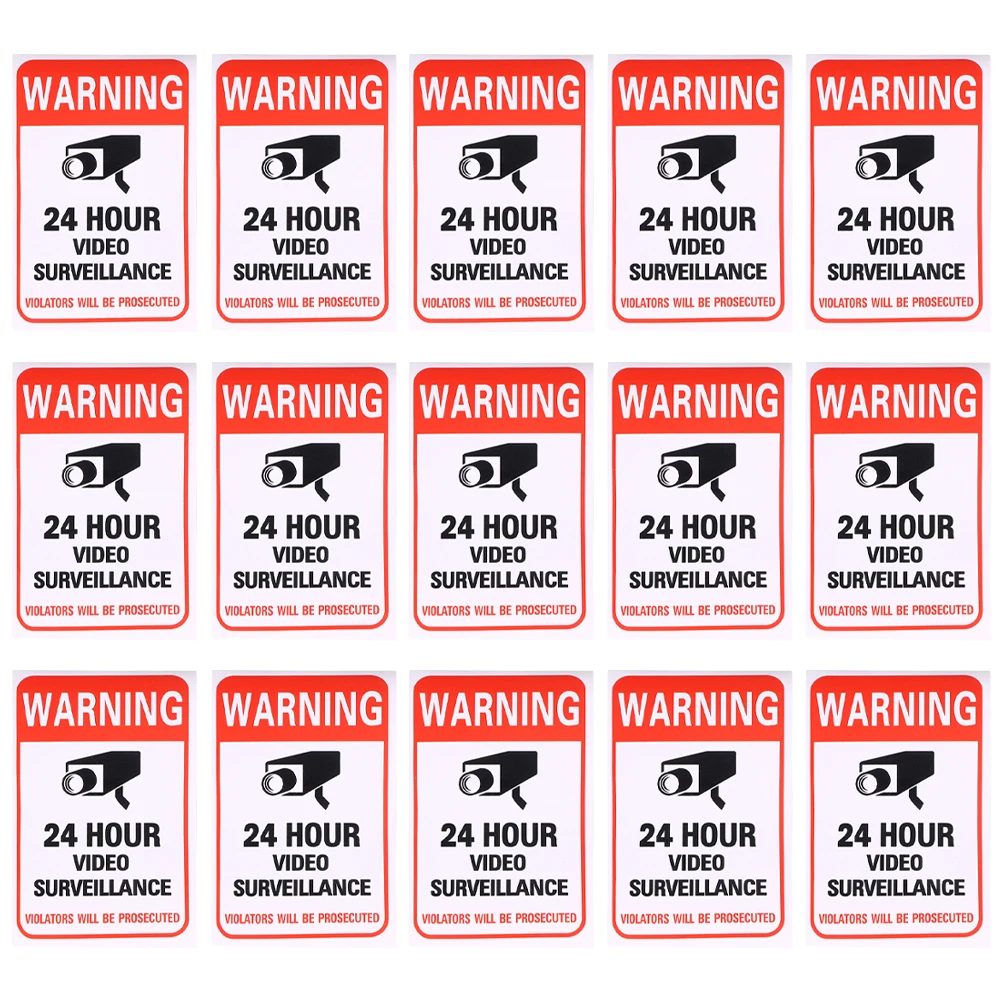 

100pcs Video Warning Stickers Adhesive Surveillance Signs Weather Resistant Camera Decals Car Bumper Decoration Indoor Outdoor