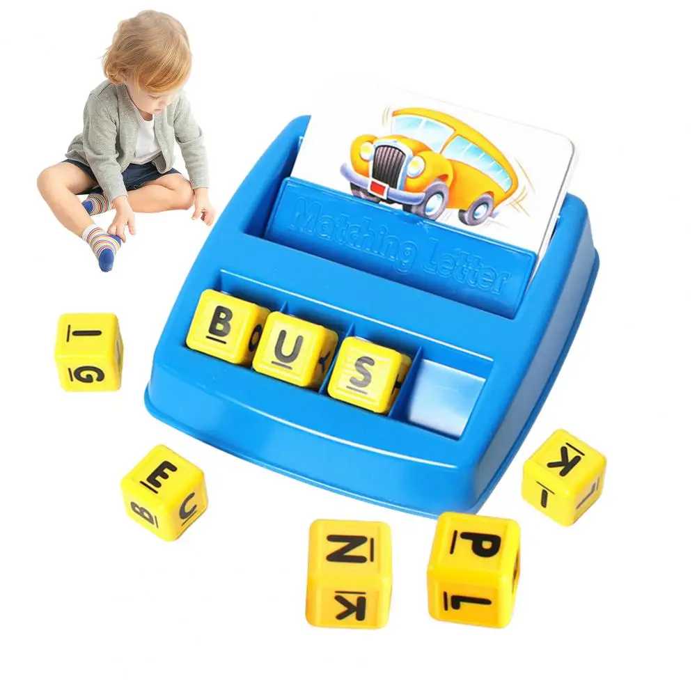 Jouet d'orthographe des mots pour enfants, jeu de correspondance de l'alphabet pour les tout-petits, ensemble de blocs de 30 cartes et de 8 lettres, jouet d'apprentissage précoce pour garçons