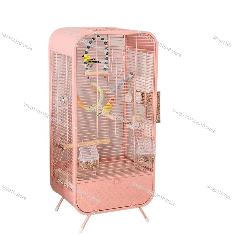 Decorative Metal Bird House, Printed Pattern Indoor Cage for Small Birds