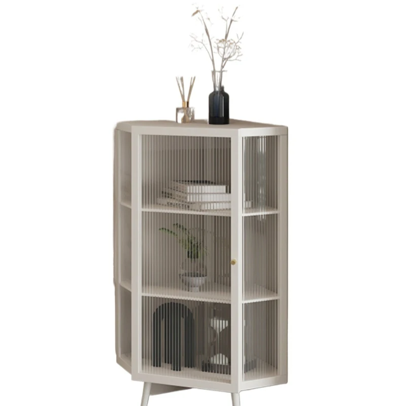 Glass corner cabinet to simple living room light luxury corner locker