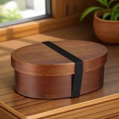 

Деревянная коробка для бенто в японском стиле, 501-800 мл, однослойная коробка для обеда, суши, компактный контейнер для еды, контейнер для бенто