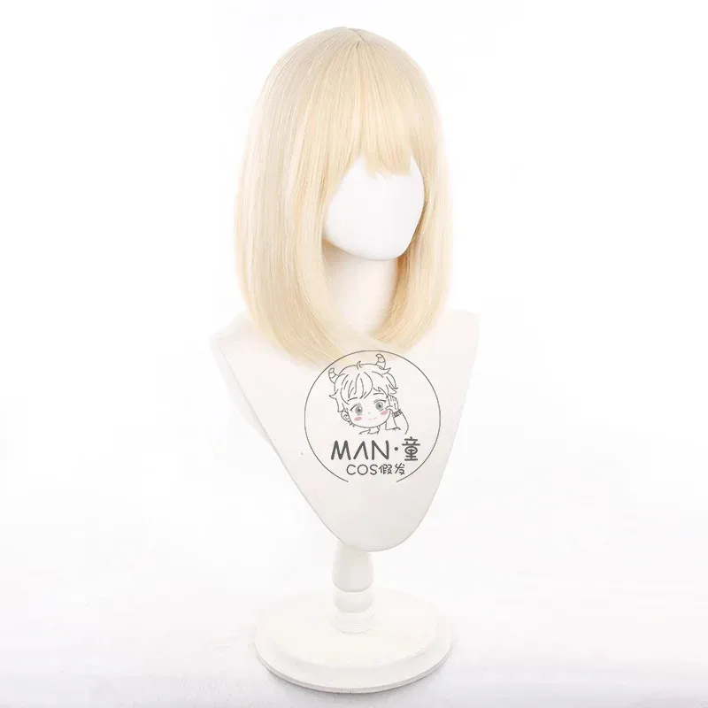 BanG Dream 미스미 유이카 코스프레 가발 아베 무지카 돌로리스 어깨 길이 금발 보브 헤어 블랙 레이스 마스크 여성 소녀 파티 카니발