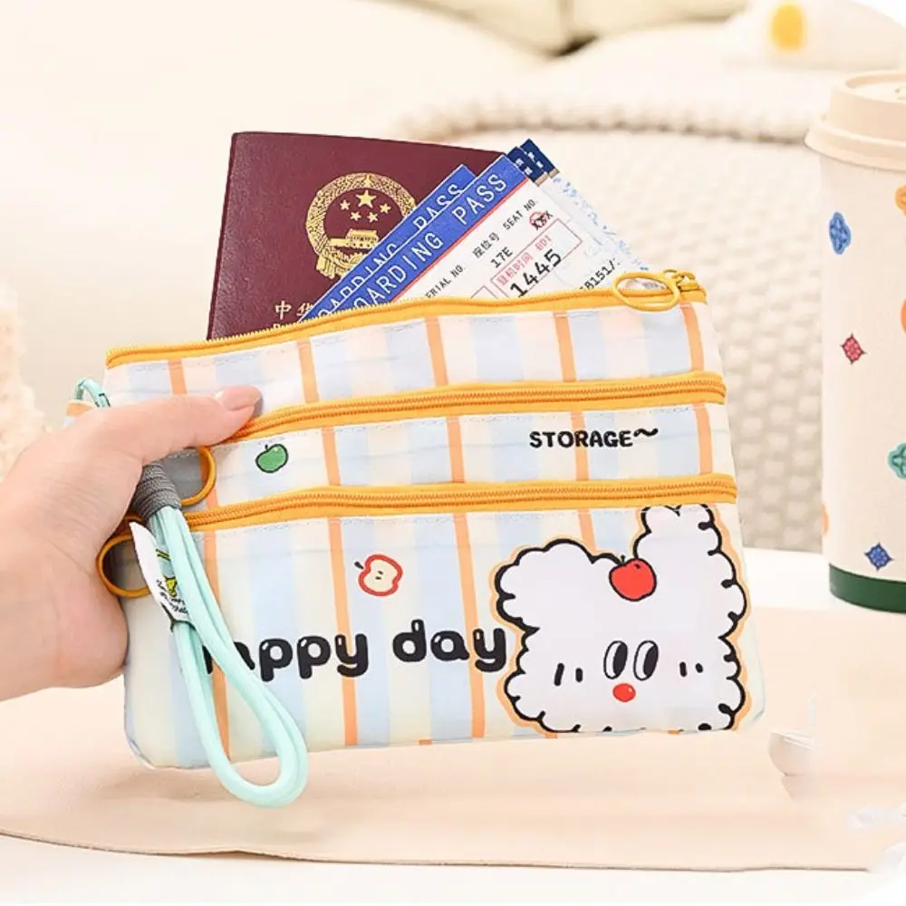 

Multiple Card Slots Passport Holder Wallet 3 Layer Cat Portable Passport Bag Bear Cartoon Travel Storage Passport Clip